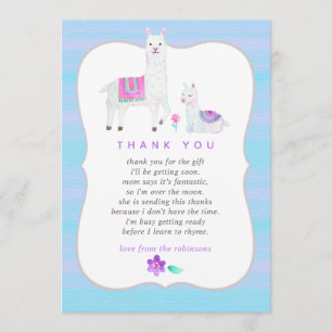 Aquarell-Lama-Themen-Baby-Shower-Dankeschön Dankeskarte