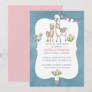 Aquarell-Lama-Themen-Baby-Shower-Einladung Einladung