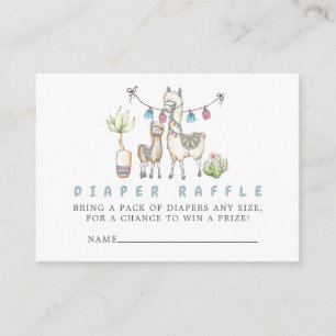 Aquarell-Lama-Themen-Baby-Shower-Windel-Raffle Begleitkarte