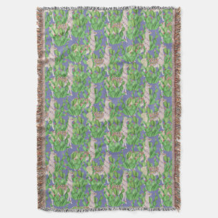 Aquarell-Lama u. Catus Muster Decke