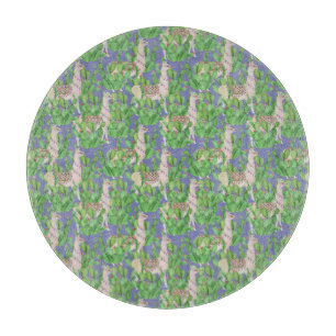 Aquarell-Lama u. Catus Muster Schneidebrett