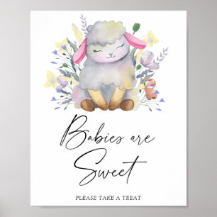 Aquarell-Lamm - Babys sind süße Poster