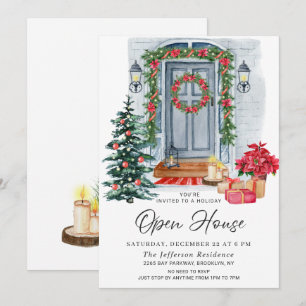 Aquarell-Land-Feiertags-Weihnachts-Open-House Einladung