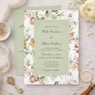 Aquarell-Ländliche Florale Hochzeit Einladung