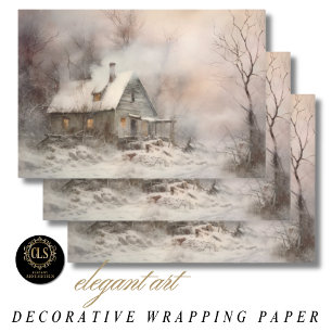 Aquarell-Landschaft Cottage Geschenkpapier Set
