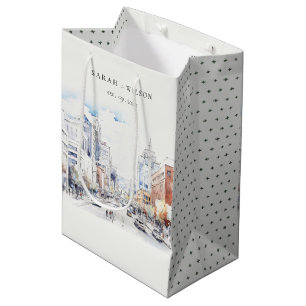 Aquarell-Landschaft-Hochzeit in Omaha Nebraska Mittlere Geschenktüte