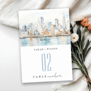 Aquarell-Landschaft Hochzeit in San Francisco Tischnummer