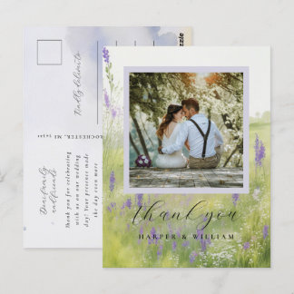 Aquarell-Landschaft-Hochzeitsfoto Danke Postkarte