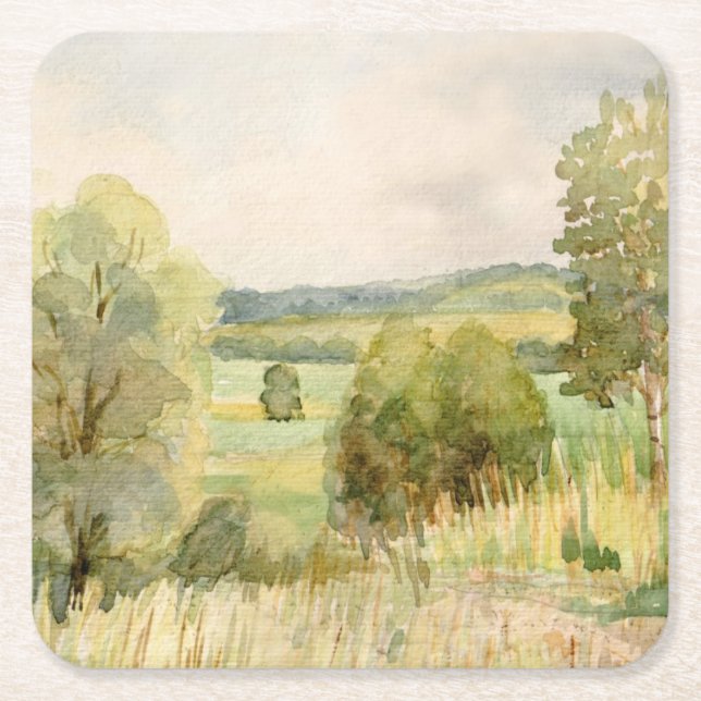 Aquarell-Landschaft Rechteckiger Pappuntersetzer (Vorderseite)