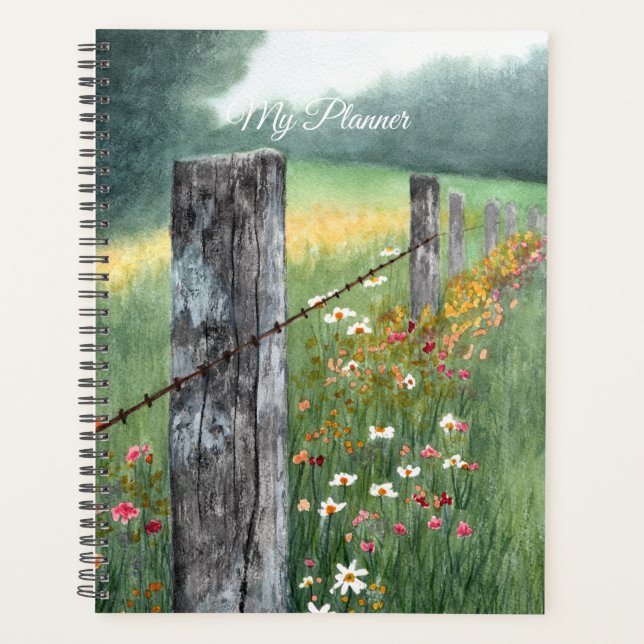 Aquarell-Landschaftskunst mit Blumen, Planer (Vorderseite)