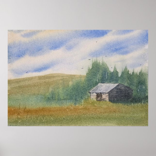Aquarell-Landschaftsmalerei Poster (Vorne)