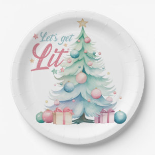 Aquarell Lasse Weihnachtsbaum erhalten Pappteller