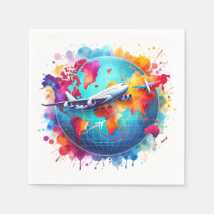 Aquarell Lassen Sie uns das Weltdesign erleben Serviette