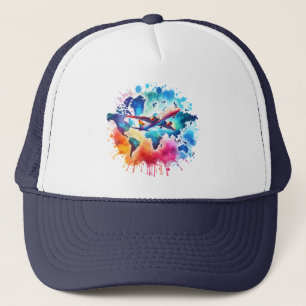 Aquarell Lassen Sie uns das Weltdesign erleben Truckerkappe