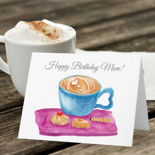 Aquarell-Latte mit Keksen Alles Gute zum Geburtsta Karte