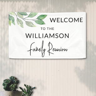 Aquarell-Laub-Familientreffen Willkommen Banner