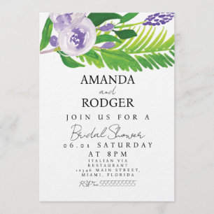 Aquarell-Lavendel-Blumen-Brautparty Einladung