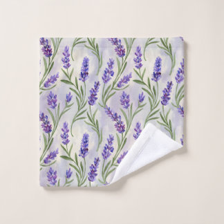 Aquarell-Lavendel-Blumen nahtloses Muster Badhandtuch Set