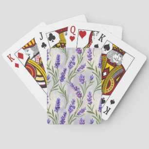 Aquarell-Lavendel-Blumen nahtloses Muster Spielkarten