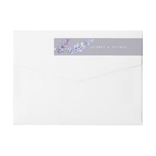Aquarell-Lavendel-Blumen-Rücksende-Adresse Hochzei