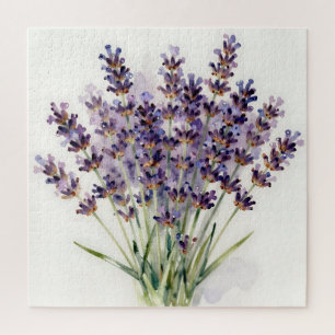 Aquarell-Lavendel-Blumenstrauß Puzzle