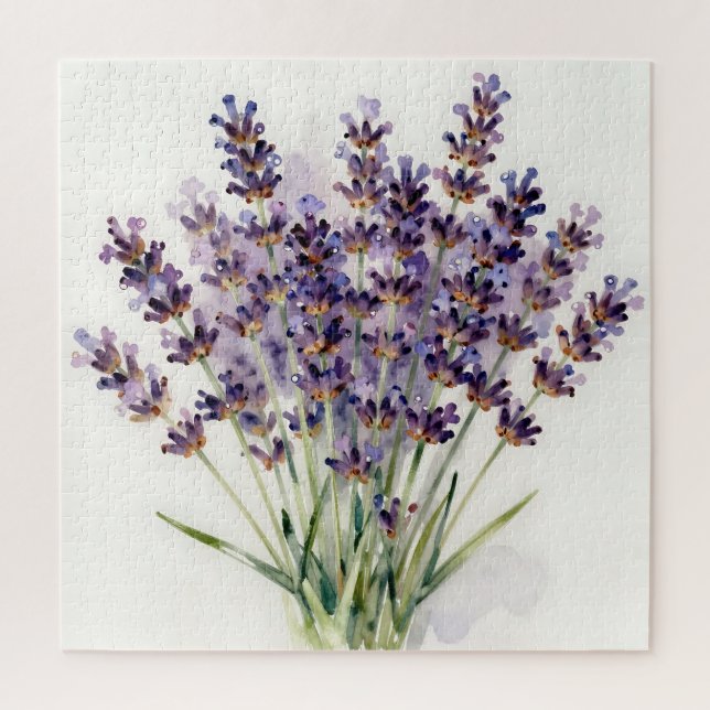 Aquarell-Lavendel-Blumenstrauß Puzzle (Vertikal)