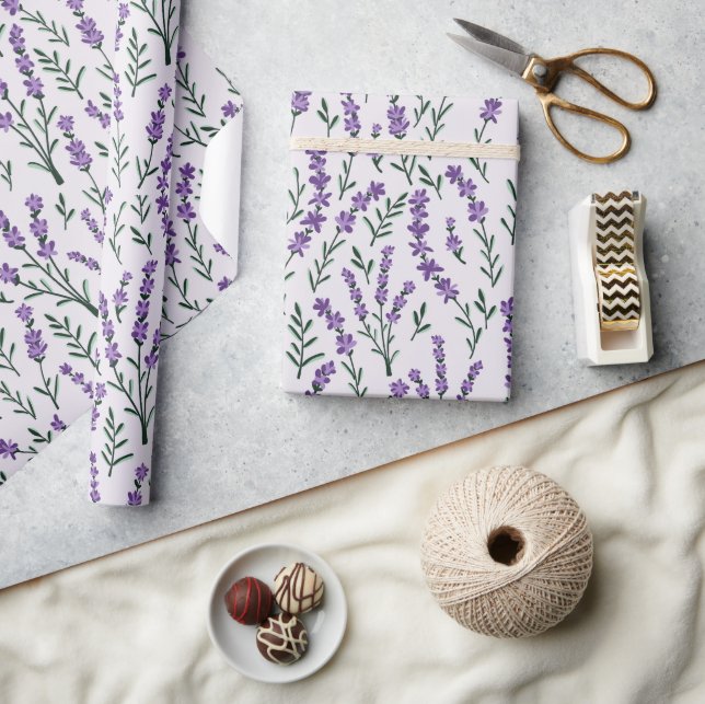 Aquarell-Lavendel-Blumenverpackungspapier Geschenkpapier (Kunsthandwerk)