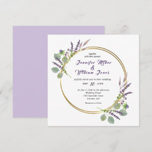 Aquarell-Lavendel- & Eukalyptus-Hochzeit Einladung