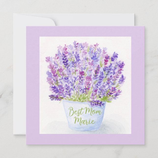 Aquarell-Lavendel-Muttertags-Grußkarte Karte (Vorderseite)