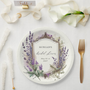 Aquarell-Lavendel-Regal-Brautparty Pappteller