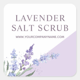 Aquarell-Lavendel-Salzpeeling Floral Quadratischer Aufkleber