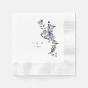 Aquarell-Lavendel- und Eukalyptus-Werbung Hochzeit Serviette
