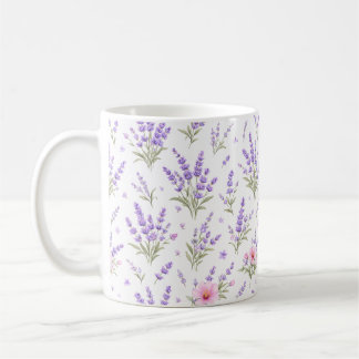 Aquarell-Lavendel- und rosa Wildblumen-Kaffeetasse Kaffeetasse
