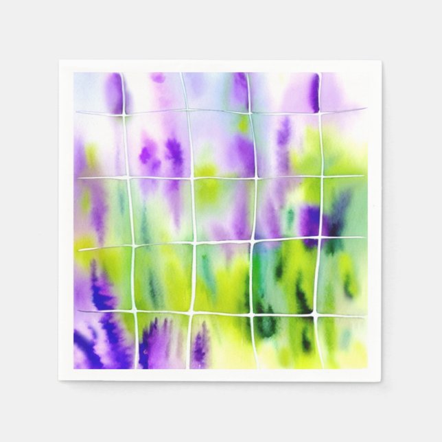 Aquarell Lavendel Wiese Serviette (Vorderseite)