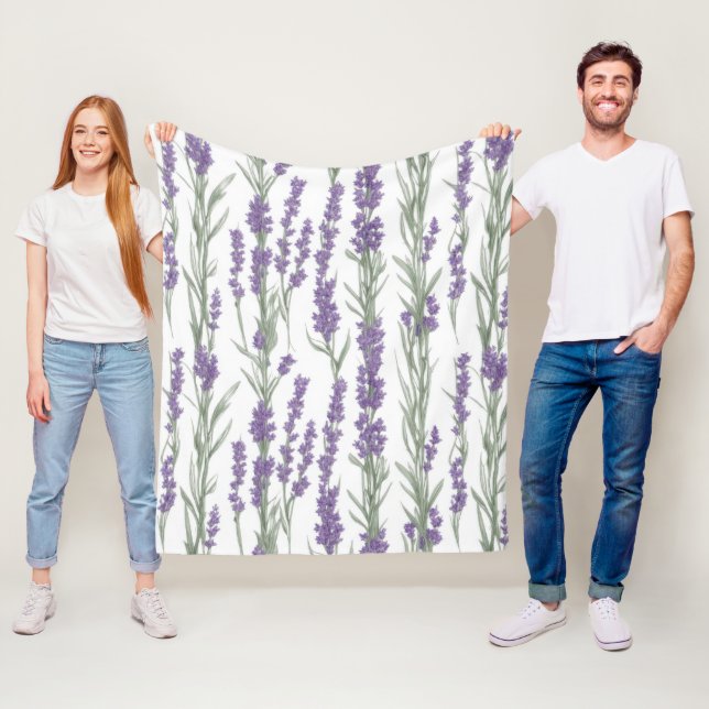 Aquarell-Lavendelblüten Fleecedecke (Beispiel)
