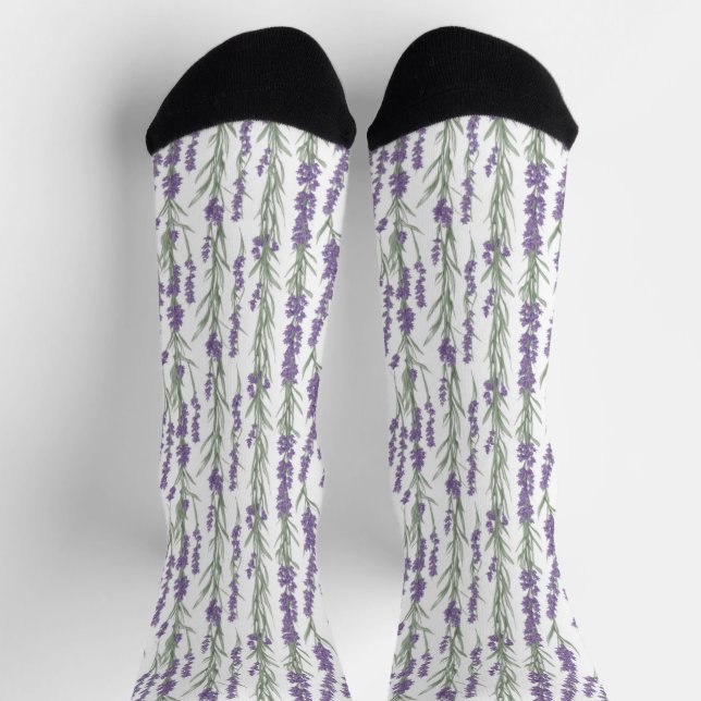 Aquarell-Lavendelblüten Socken (Oben)