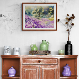 Aquarell-Lavendelfeld-Malerei Fotodruck