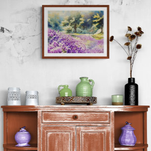 Aquarell-Lavendelfeld-Malerei Fotodruck