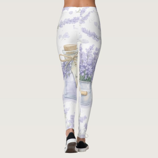 Aquarell-Lavendelgarten-Muster Leggings (Rückseite)