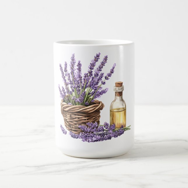 Aquarell-Lavendelkorb Kaffeetasse (Mittel)