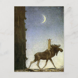 Aquarell „Leap the Elk“ von John Bauer Postkarte