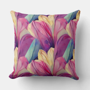 Aquarell Lebendig Gemalte Frühlingsblumen Kissen