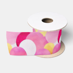 Aquarell Lebendig Gemalte Frühlingsblumen Satinband
