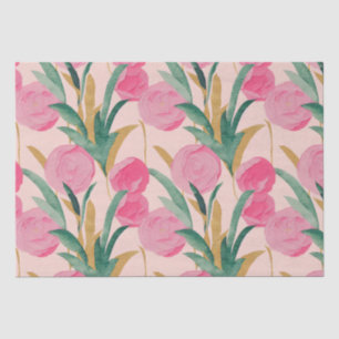 Aquarell Lebendig Gemalte Rosa Frühlingsblumen Seidenpapier
