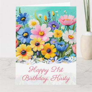 Aquarell Lebendige Frühlingsblumen Geburtstag Karte