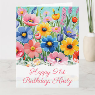 Aquarell Lebendige Frühlingsblumen Geburtstag Karte