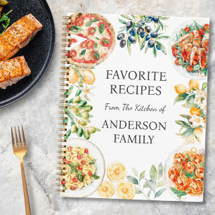 Aquarell-Lebensmittel Personalisiertes Familienrez Notizbuch