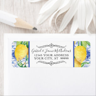 Aquarell Lemon Blumengrün Wreath Blau Weiß