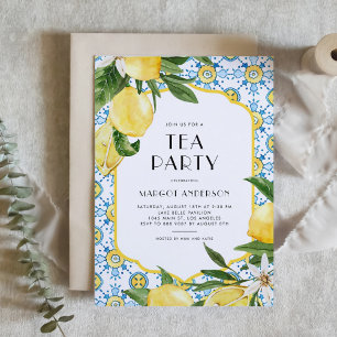 Aquarell Lemon Mediterranes Sommerteppich Party Einladung