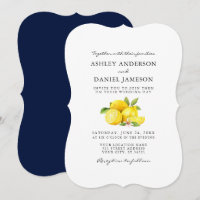Aquarell Lemons Grüne Blaue Rücken Hochzeit